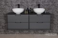 Szafka łazienkowa w kolorze antracytowym z dwiema ceramicznymi umywalkami