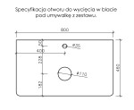 Specyfikacja wycięcia otworów w blacie pod umywalkę oraz baterię