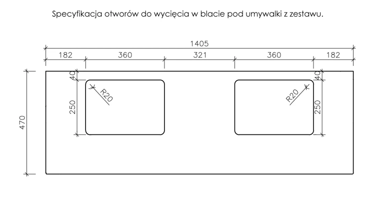 Instrukcja wycięcia otworu w blacie pod umywalkę z serii Tretto