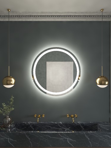 Lustro łazienkowe okrągłe Vela 80 cm, podświetlanie LED przód i tył