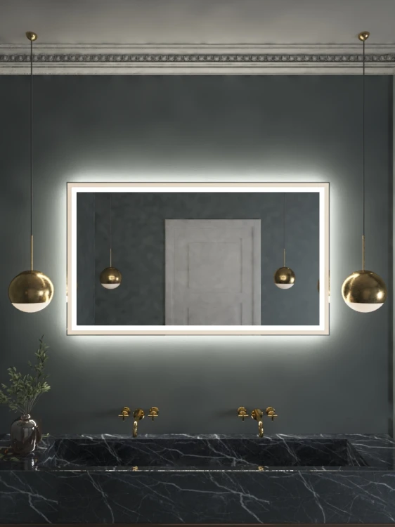 Prostokątne lustro łazienkowe Weroni 120 cm z funkcją oświetlenia LED dual