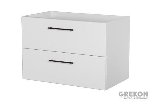Biała połyskowa szafka łazienkowa 80 cm
