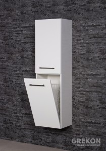 Regał łazienkowy biały 40x143cm EGO z koszem