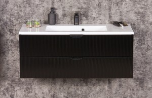 Szafka łazienkowa czarna 100cm BRAVIA z umywalką