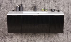 Szafka łazienkowa czarna 120cm BRAVIA z umywalką