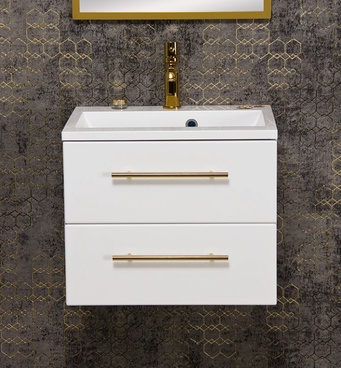Szafka łazienkowa biała 50cm BELLI GOLD z umywalką