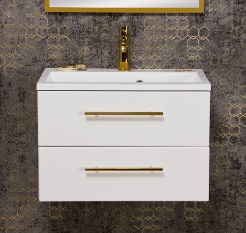 Szafka łazienkowa biała 60cm BELLI GOLD z umywalką