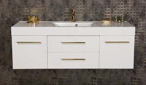 Szafka łazienkowa biała 140cm BELLI GOLD z umywalką