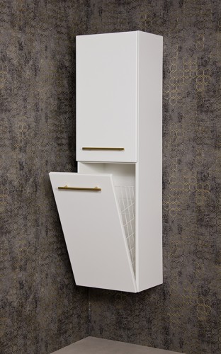 Regał łazienkowy biały 40x143,5cm BELLI GOLD z koszem