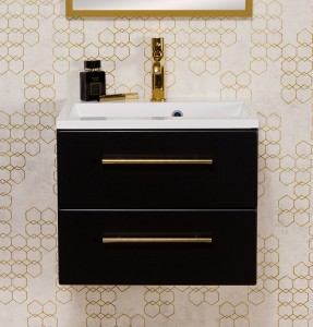 Szafka łazienkowa czarna 50cm BELLI GOLD z umywalką