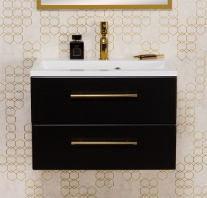 Szafka łazienkowa czarna 60cm BELLI GOLD z umywalką