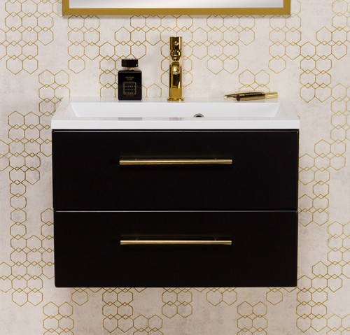 Szafka łazienkowa czarna 60cm BELLI GOLD z umywalką