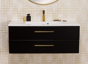 Szafka łazienkowa czarna 100cm BELLI GOLD z umywalką