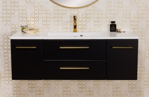 Szafka łazienkowa czarna 120cm BELLI GOLD z umywalką