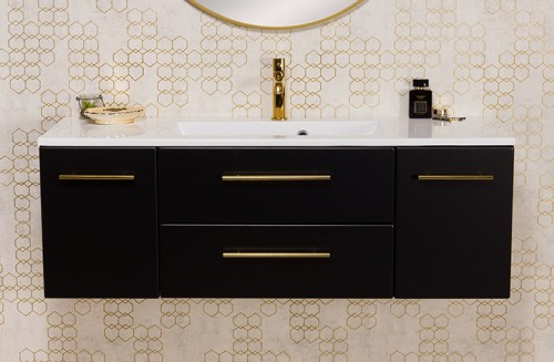 Szafka łazienkowa czarna 120cm BELLI GOLD z umywalką