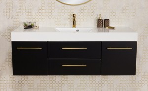 Szafka łazienkowa czarna 140cm BELLI GOLD z umywalką
