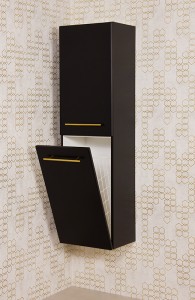 Regał łazienkowy czarny 40x143,5cm BELLI GOLD z koszem