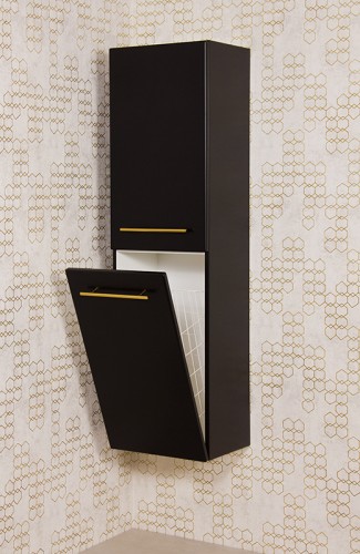 Regał łazienkowy czarny 40x143,5cm BELLI GOLD z koszem