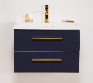 Szafka łazienkowa granatowa 60cm BELLI GOLD z umywalką