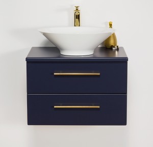 Szafka łazienkowa granatowa 60cm BELLI GOLD z blatem i umywalką