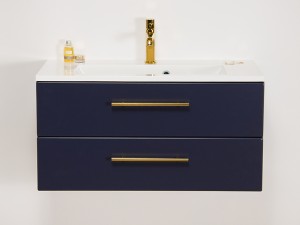 Szafka łazienkowa granatowa 80cm BELLI GOLD z umywalką