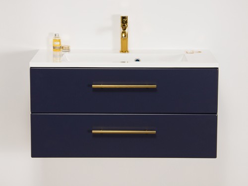 Szafka łazienkowa granatowa 80cm BELLI GOLD z umywalką