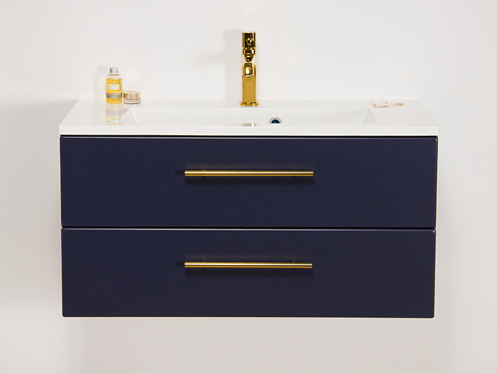 Szafka łazienkowa granatowa 80cm BELLI GOLD z umywalką