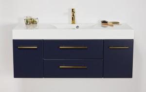 Szafka łazienkowa granatowa 120cm BELLI GOLD z umywalką