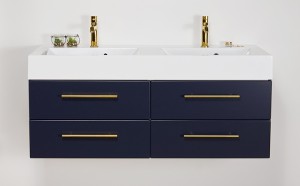 Szafka łazienkowa granatowa 120cm BELLI GOLD z umywalką podwójną
