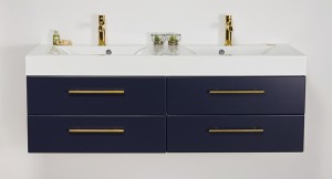 Szafka łazienkowa granatowa 140cm BELLI GOLD z umywalką podwójną