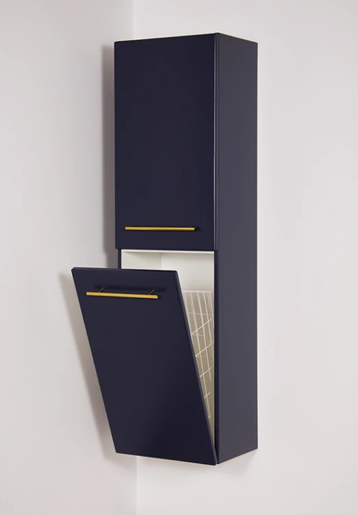 Regał łazienkowy granatowy 40x143,5cm BELLI GOLD z koszem