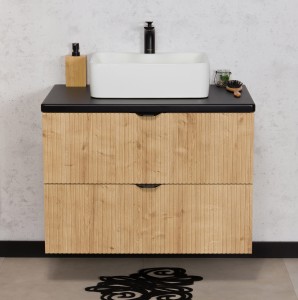 Szafka łazienkowa dąb burlington 80cm BRENDO z blatem i umywalką