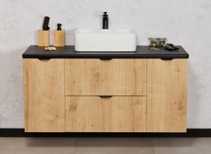 Szafka łazienkowa dąb burlington 120cm BRENDO z blatem i umywalką
