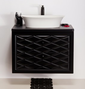 Szafka łazienkowa czarna 80cm COBRA z umywalką FINI 600C