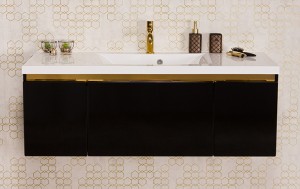 Szafka łazienkowa czarna 120cm DIAMOND GOLD z umywalką
