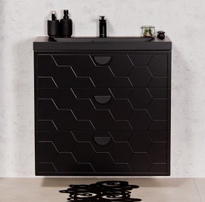 Szafka łazienkowa czarna 80cm DOMINO z umywalką czarną