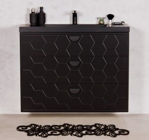 Szafka łazienkowa czarna 100cm DOMINO z umywalką czarną