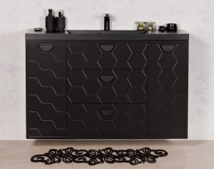 Szafka łazienkowa czarna 120cm DOMINO z umywalką czarną