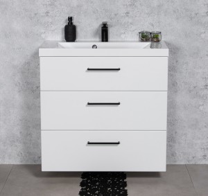 Szafka łazienkowa biała 80cm DOMINO SMOOTH z umywalką białą