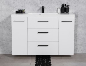 Szafka łazienkowa biała 120cm DOMINO SMOOTH z umywalką białą