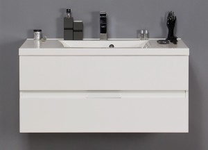 Szafka łazienkowa biała 100cm ELEGANTE z umywalką