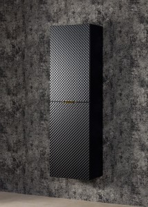 Regał łazienkowy czarny 45x155cm GLOW - złote uchwyty
