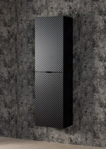 Regał łazienkowy czarny 45x155cm GLOW - czarne uchwyty