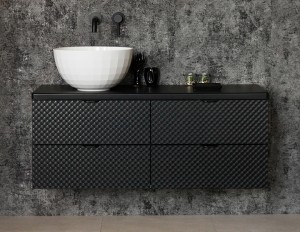 Szafka łazienkowa czarna 120cm GLOW z umywalką BRILO-420 - czarne uchwyty