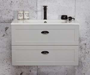 Szafka łazienkowa szara 81cm GREND z umywalką