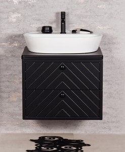 Szafka łazienkowa czarna 60cm KODI z umywalką