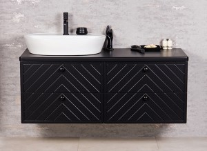 Szafka łazienkowa czarna 120cm KODI z umywalką