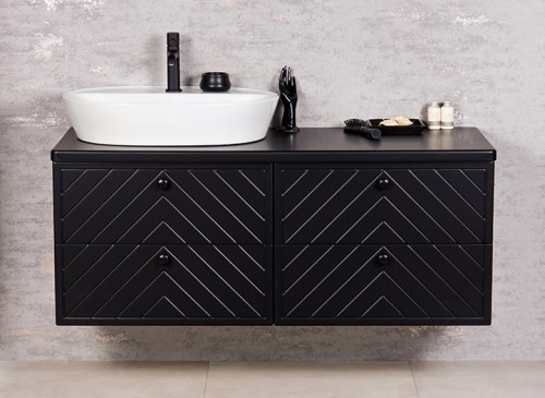 Czarna szafka łazienkowa 120 cm z ceramiczną umywalką