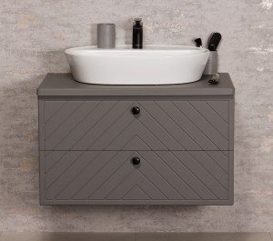 Szafka łazienkowa szara 80cm KODI z umywalką 