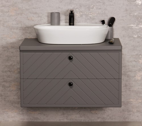 Szara wisząca szafka łazienkowa 80 cm KODI